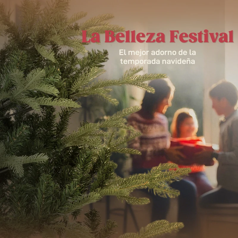 HOMCOM Árbol de Navidad Artificial 180 cm con 772 Ramas y Soporte Metálico Plegable Fácil Montaje para Salón Interior Verde