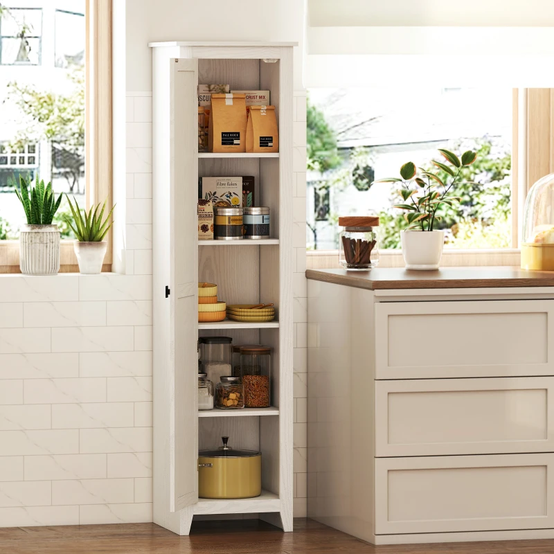 HOMCOM Armoire de Rangement buffet cuisine avec 2 étagères réglables- Hauteur 170 cm en Bois Blanc