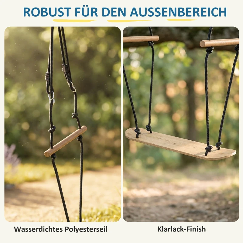 AIYAPLAY Skateboard Schaukel Kinderschaukel mit verstellbarer Höhe, rutschfestem Brett, wetterfestem Seil, Griffen Schwarz