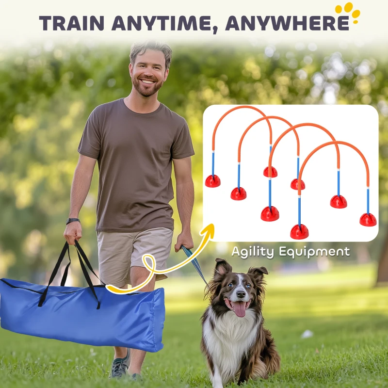 PawHut Zestaw Agility dla psów 4 elementy, niebieski, treningowy