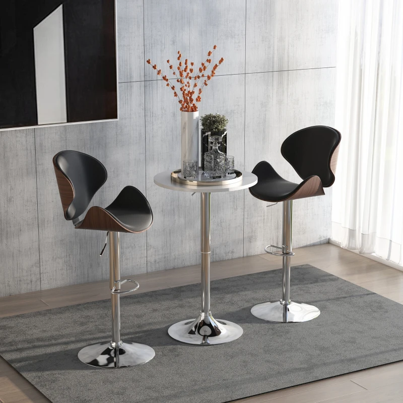 HOMCOM Table de bar ronde mange-debout table de bistro hauteur réglable 69-93 cm et plateau pivotant, base en métal