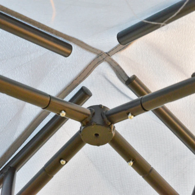 Outsunny Pérgola de Jardim 294x294x265cm com Duplo Teto de Ventilação 8 Orifícios de Drenagem e 4 Telas Mosquiteiras Cinza