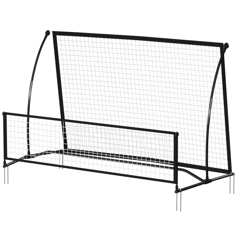 SPORTNOW Rebounder für Fußball, 2-in-1 Zweiseitig Faltbar Prellwand mit Rückprallwand Netz, 200 x 94cm, Schwarz