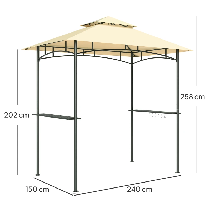 Outsunny Pawilon grillowy z LED, wodoodporny, ognioodporny, 240x150 cm