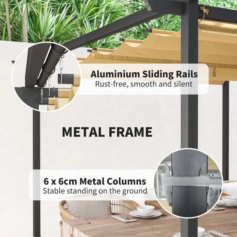Outsunny Pergola 3x3m, metalowy pawilon ogrodowy, zadaszenie tarasu