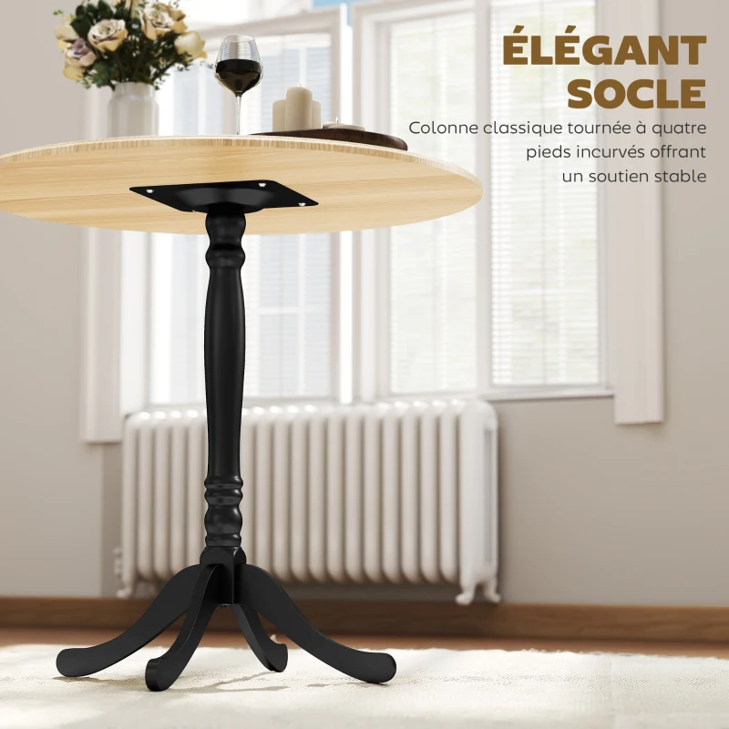 HOMCOM Table à manger ronde pour 4 personnes Ø 80 cm, table de cuisine, piétement en acier, style moderne, bois naturel et noir