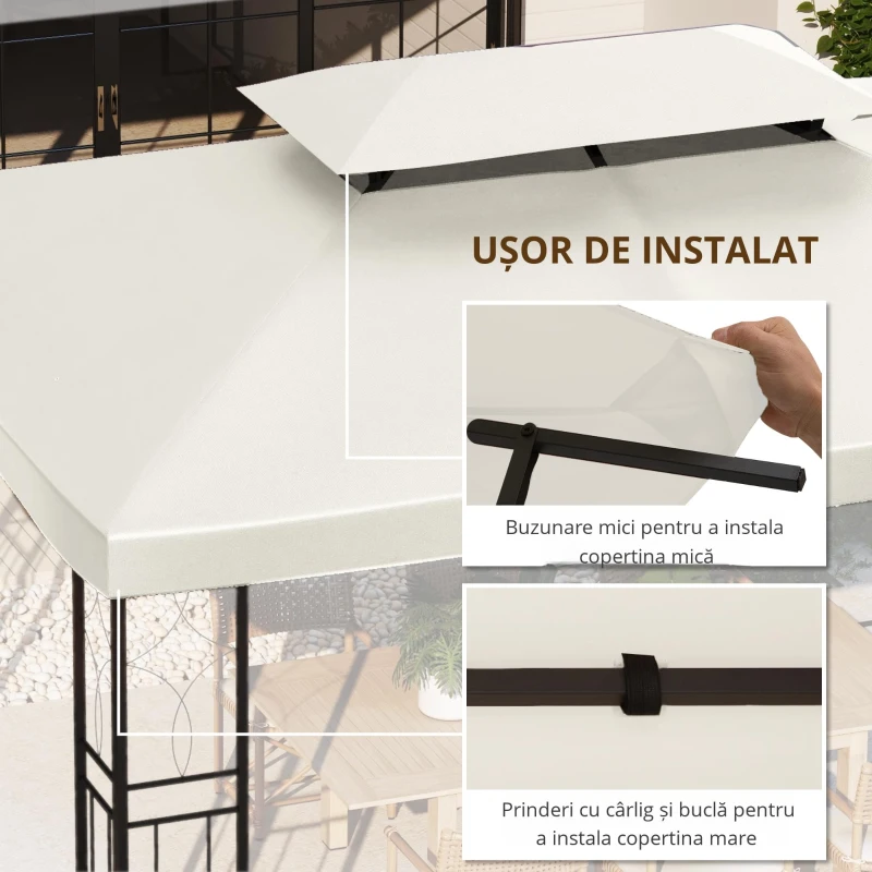 Outsunny Acoperiș de Schimb Impermeabil pentru Gazebo pentru Grădină Dublu Strat 3x4m