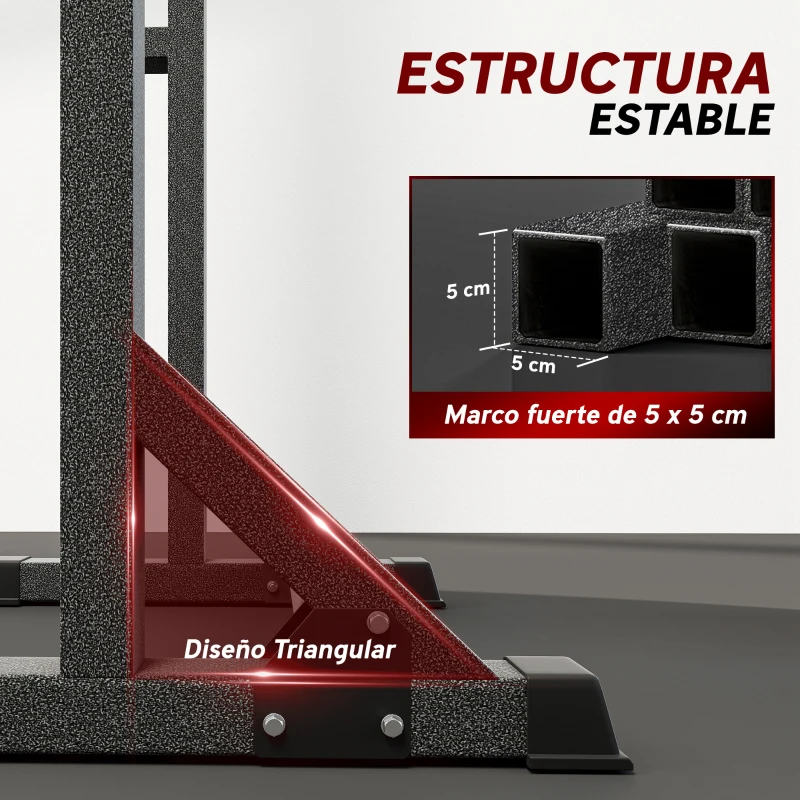 SPORTNOW Soporte para Barras de Pesas con Ancho y Altura Ajustable Rack Musculación con Marco de Acero Carga 150 kg Negro