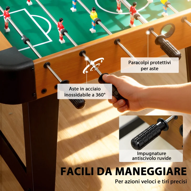 SPORTNOW Calcio Balilla con 22 Giocatori, 2 Palline e Contatori Manuali, Impugnature Antiscivolo, 92x75x71 cm, Marrone