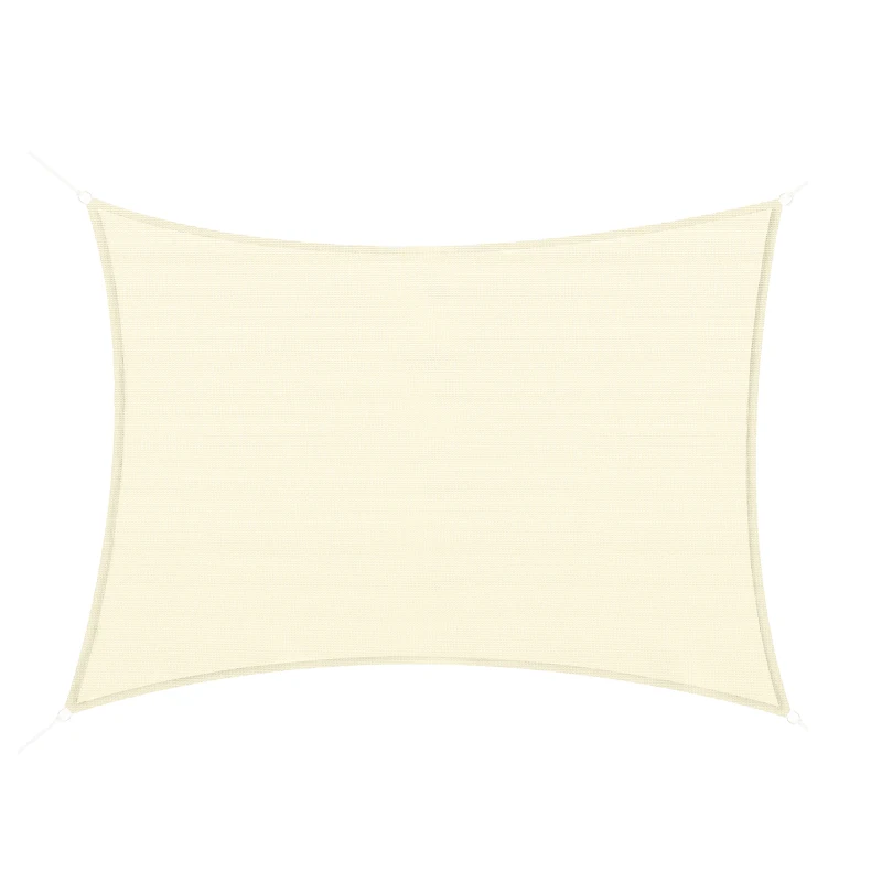 Outsunny Rectangular Shade Sail 3 x 4 m High-Density Polyethylene UV Protection With Storage Bag - Cream
