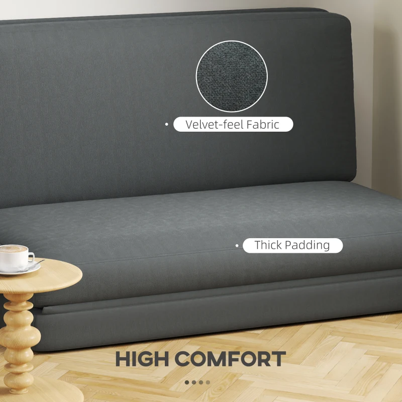 HOMCOM Sofa 3 w 1, rozkładane, welurowe, do sypialni, komfortowe