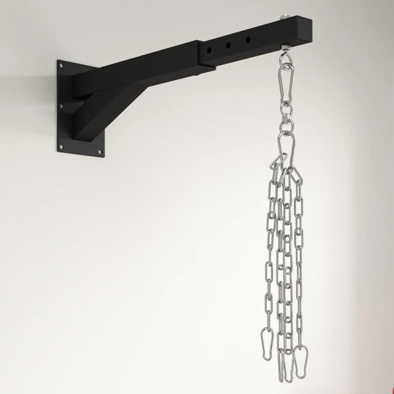 SPORTNOW Soporte Saco Boxeo de Pared con Distancia Ajustable Gancho Giratorio Cadenas 45-65 cm Negro