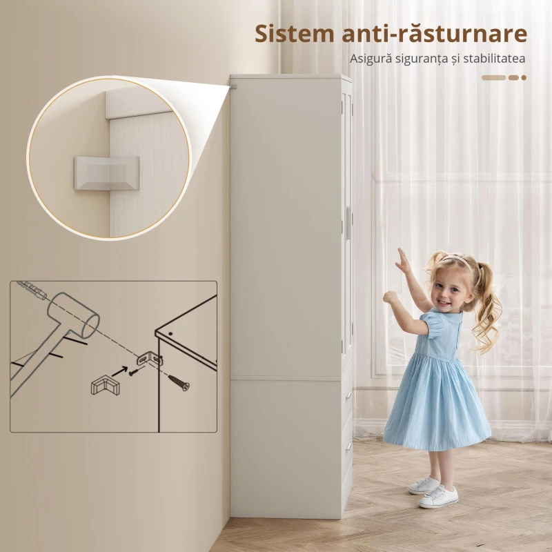 HOMCOM Servantă de Bucătărie cu Dulap, 8 Rafturi pentru Condimente și 2 Sertare, 60x40x159 cm, Alb