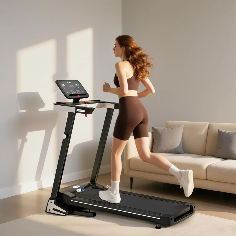 Tapis de Course Electrique Pliable - Aosom.fr x FFHandball - Tapis Roulant 1-12 Km/h 500 W écran LCD 12 programmes Noir