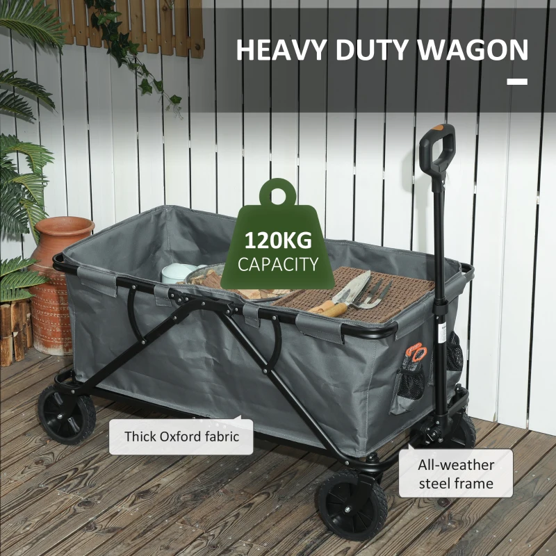 Outsunny Wózek ogrodowy 120 kg, składany, transportowy, Bollerwagen