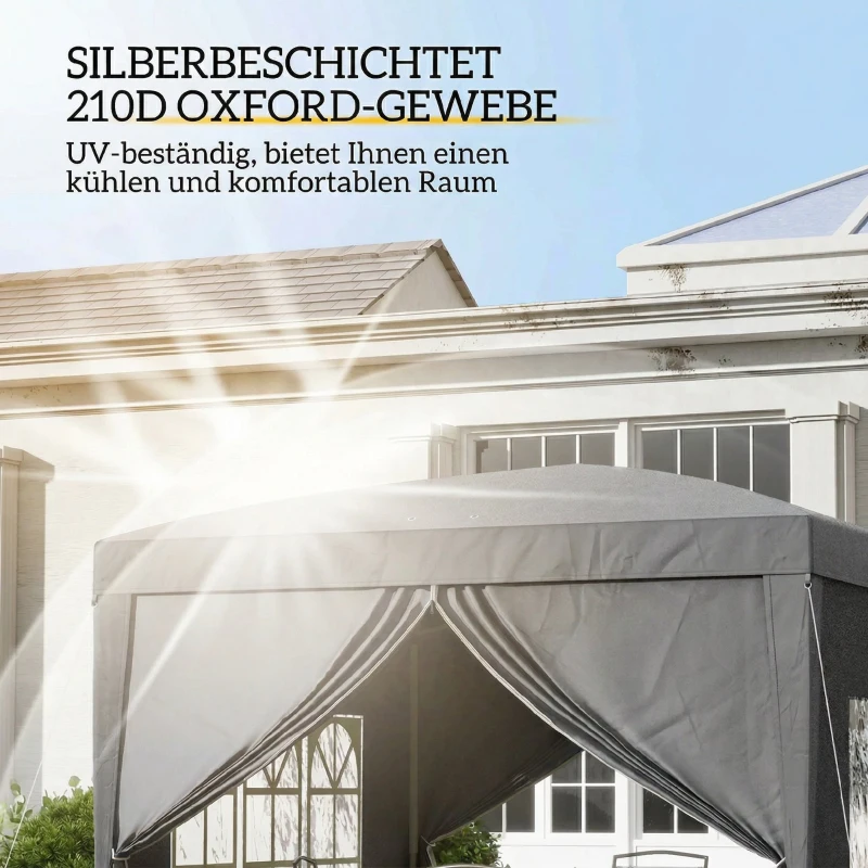 Outsunny Pavilion de Exterior 3x3 m Pliabil cu 4 Panouri Laterale, din Oțel și Material Oxford Gri