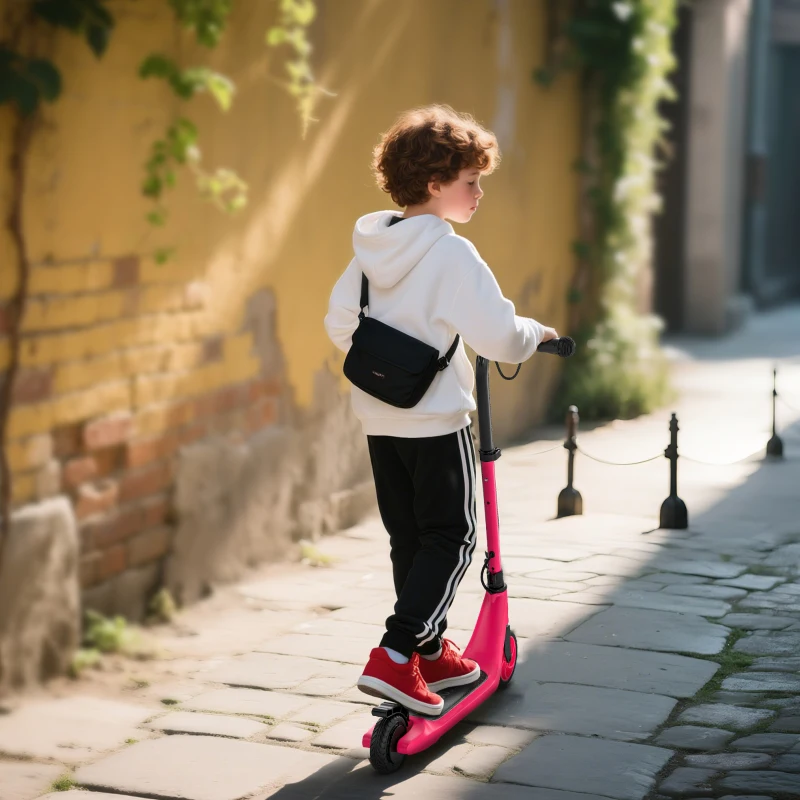 HOMCOM Electric Scooter for Kids 6+, Foldable E Scooter, Up to 8 KM/H, Maximum Range 6 KM, Adjustable Height, Pink