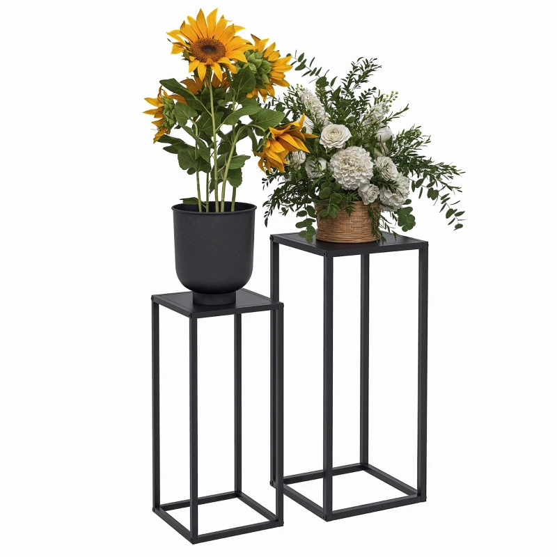 Outsunny Zestaw 2 stojaków na rośliny, stalowe nogi, skandynawski design