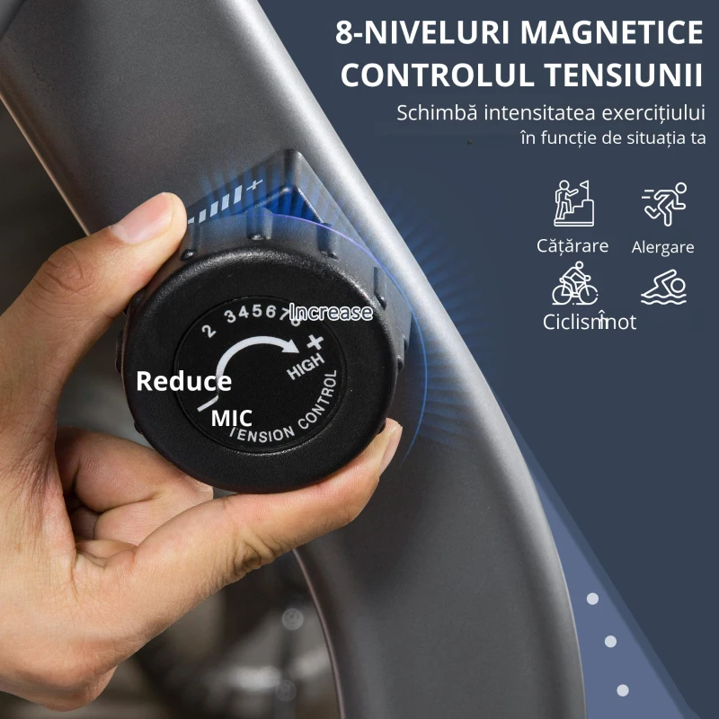 Homcom Bicicleta Orizontala Fitness – 8 Rezistente & Ecran LCD
