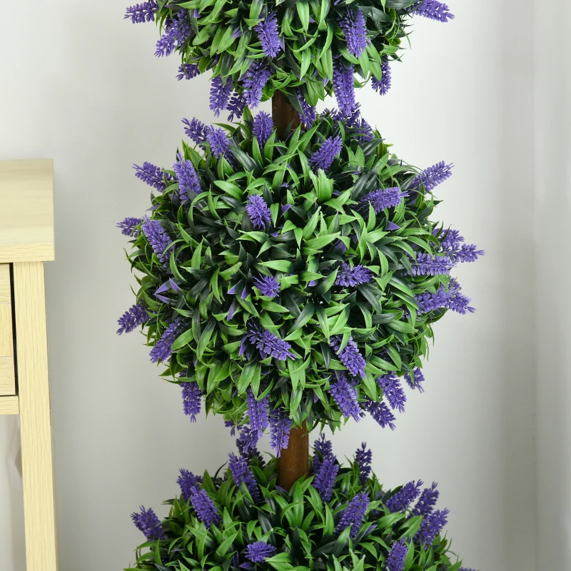 Zestaw 2 szt. sztucznych drzew lawendowych 110 cm z kulami