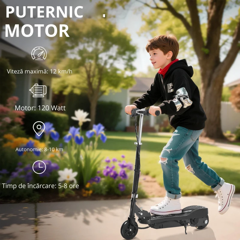 HOMCOM trotineta electrica, pentru copii, 74x36x73-91cm