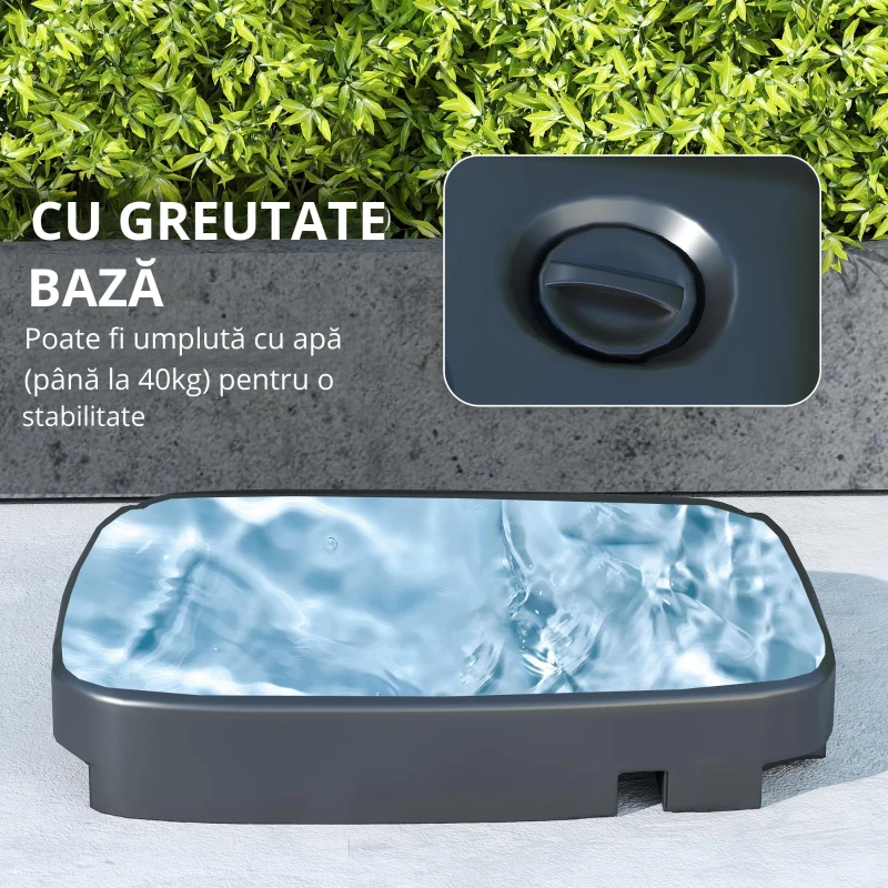 Outsunny Umbrelă de Grădină Decentrata 2.5x2.5 m cu Bază Umplută, Manivelă și Cap Reglabil, Bej