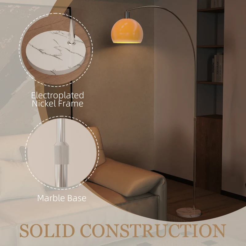 HOMCOM Floor Lamp for Living Room, Modern Standing Lamp with Shade & Foot Switch for Bedroom, Office, White