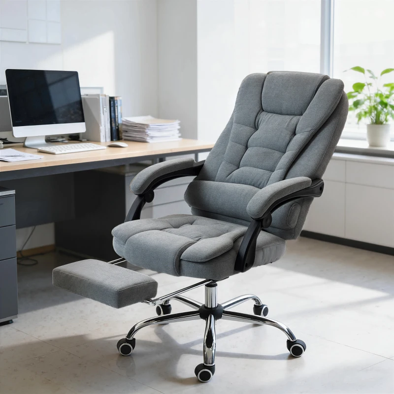 Vinsetto Fauteuil de bureau massant et chauffant, chaise de bureau, hauteur réglable, dossier inclinable, 65x70x111-119cm, gris