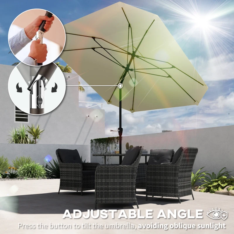 Parasol ogrodowy Ø233 cm, z funkcją nachylenia, beżowy