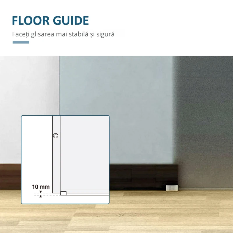 HOMCOM usa glisanta cu sina, din sticla, 90x205x0.8 cm