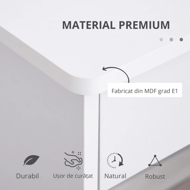 HOMCOM Birou PC Modern pentru Birou sau Camera cu 2 Sertare si Dulap din Lemn Alb