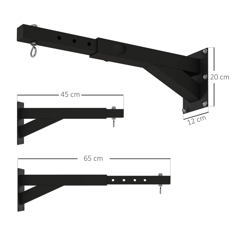 SPORTNOW Soporte Saco Boxeo de Pared con Distancia Ajustable Gancho Giratorio Cadenas 45-65 cm Negro