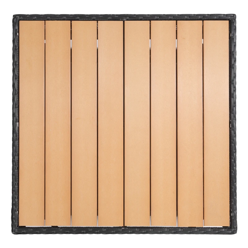 Outsunny luxe tuinset met planken 4 stuks PE rotan zwart