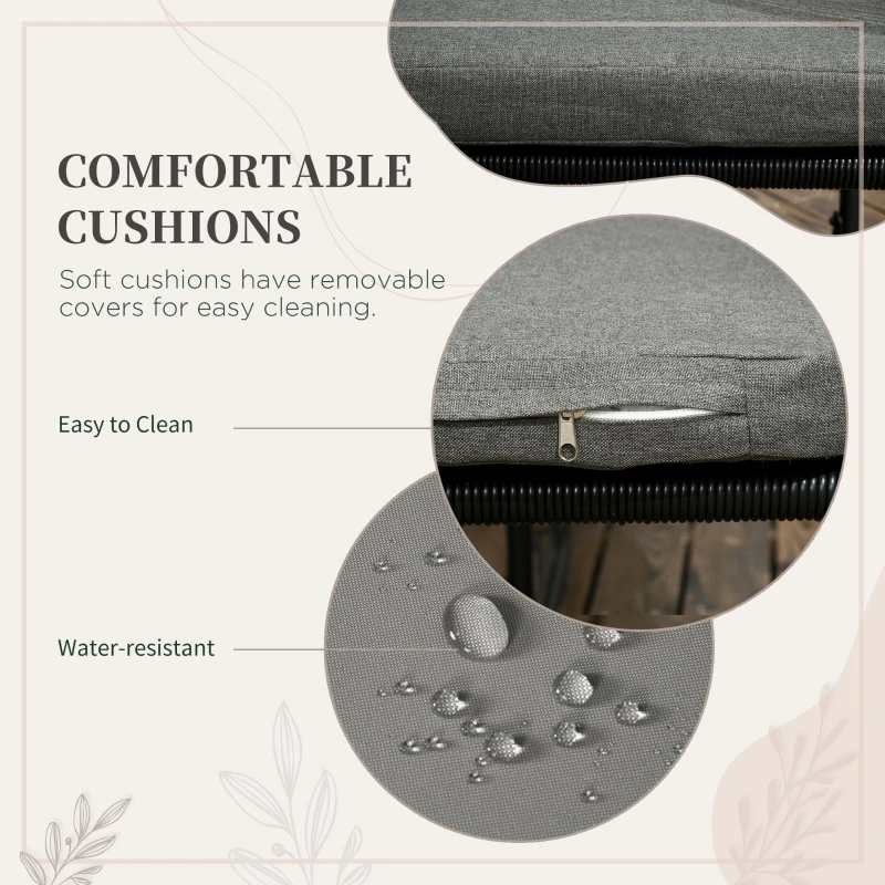 Outsunny 5-częściowy zestaw mebli ogrodowych z polirattanu - stół do jadalni z 4 krzesłami, zestaw do jadalni na balkon, meble ogrodowe z dodatkowym stolikiem, zestaw wypoczynkowy na balkon