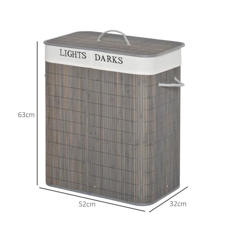 Outsunny Wasmand wasmand afneembaar met 3 handvatten polyester metaal bruin + wit