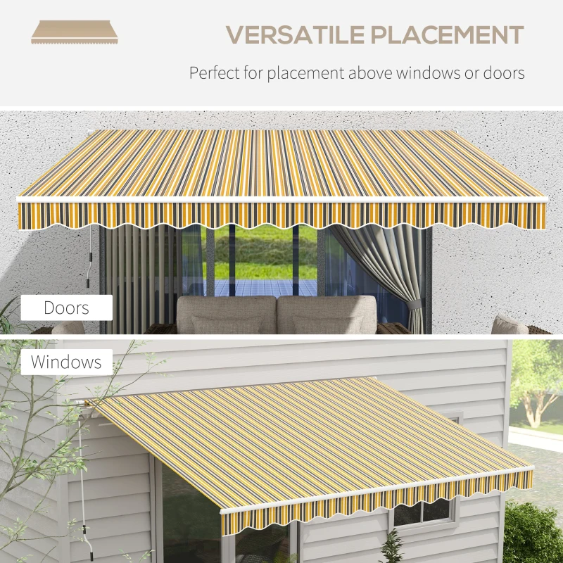 Outsunny Markiza z ramieniem, ręczna korba, 3,5 x 2,5 m, Żółto-szara