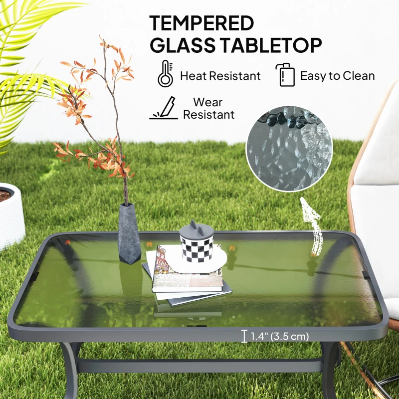 Outsunny Stolik kawowy ze szkła hartowanego, czarny, falisty design