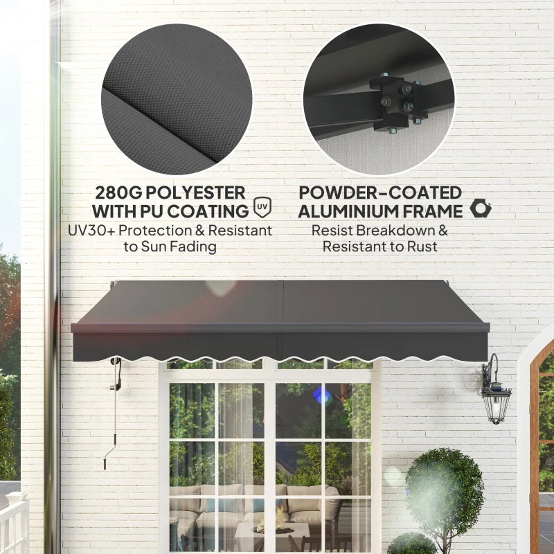 Outsunny Markiza z ręczną korbką, elektrycznie regulowana wysokość