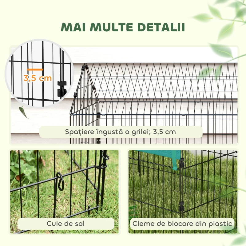 PawHut Cușcă pentru Iepuri de Exterior și Interior cu Acoperiș, 185x75x75 cm, Verde