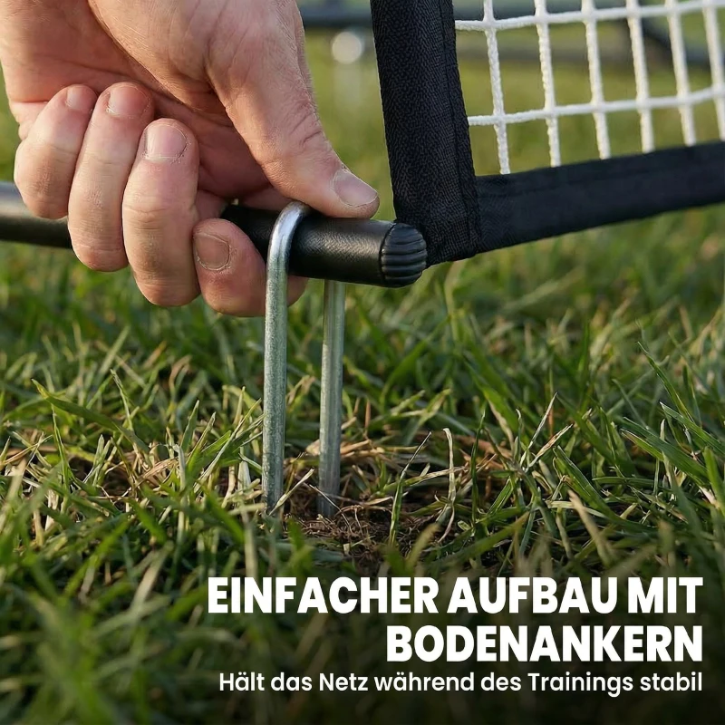 SPORTNOW Rebounder für Fußball, 2-in-1 Zweiseitig Faltbar Prellwand mit Rückprallwand Netz, 200 x 94cm, Schwarz