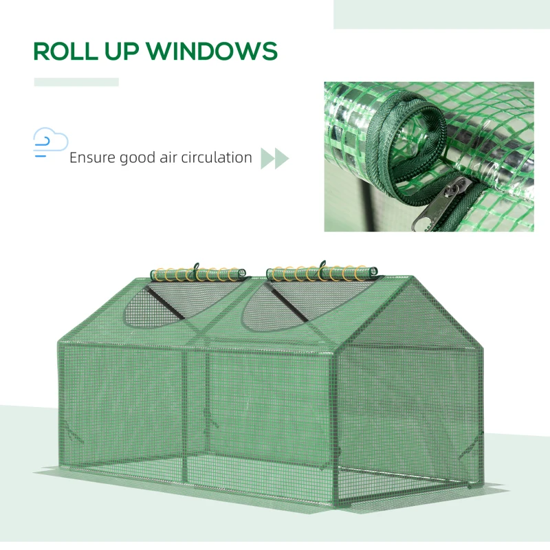 Outsunny Mini Greenhouse - Small Plant Grow House for Outdoor Use with PE Cover, Observation Windows, 120 x 60 x 60 cm, Green