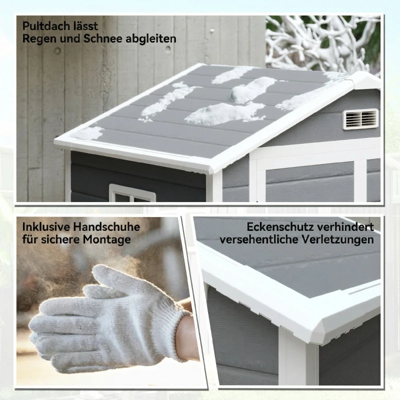 Outsunny Metall-Gartenschuppen, abschließbar, Doppeltür, Fenster, Aluminiumrahmen, 1,80 x 1,30 x 2,10 m, Grau(m-9)