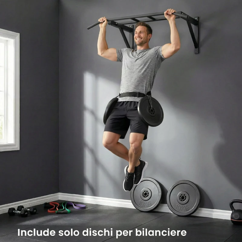 HOMCOM Set di 4 Dischi Pesi, Set Dischi Palestra per Allenamento, Nero
