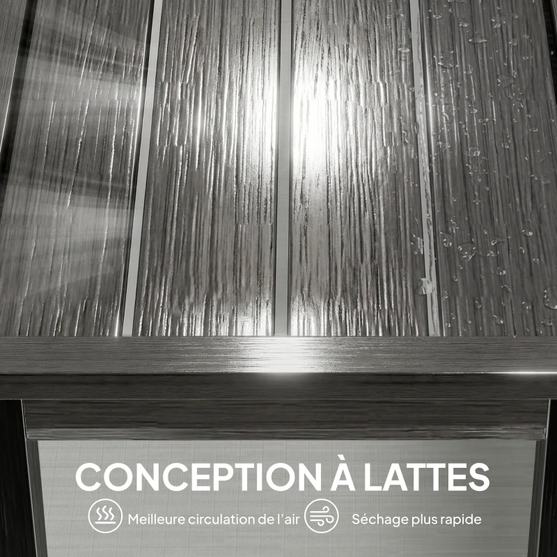 Outsunny Banc de Jardin 2 Places, Banc d'Extérieur avec Assise à Lattes Effet Bois et Cadre en Acier pour Patio, Parc, Gris