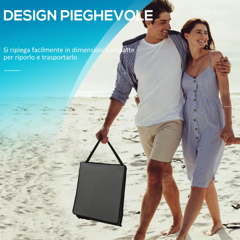 Outsunny Set 2 Sdraio da Spiaggia Pieghevoli e Regolabili con Tasca, in Acciaio e Poliestere, 142x51x40 cm, Grigio
