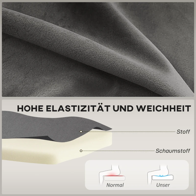 HOMCOM Sofa Retrodesign 2-Sitzer-Sofa, Holzbeine, 117 cm x 56,5 cm x 77 cm, Dunkelgrau