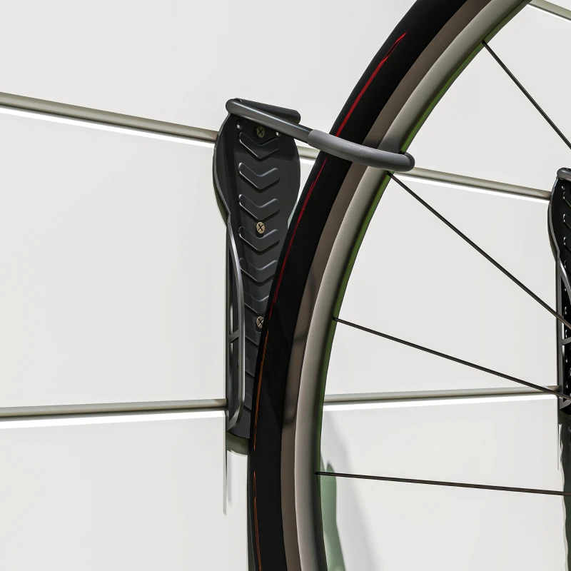 SPORTNOW Set di 4 Pezzi Supporti a Parete per Biciclette Pieghevoli fino a 30 kg con Viti, per Casa Garage e Cantina, Nero