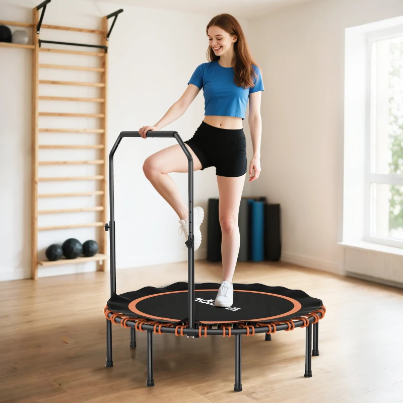 SPORTNOW Trampolina Fitness z Regulowanym Uchwytem, Trampolina Sportowa do Wewnątrz i Na Zewnątrz, Stal, Plastik, Pomarańczowy