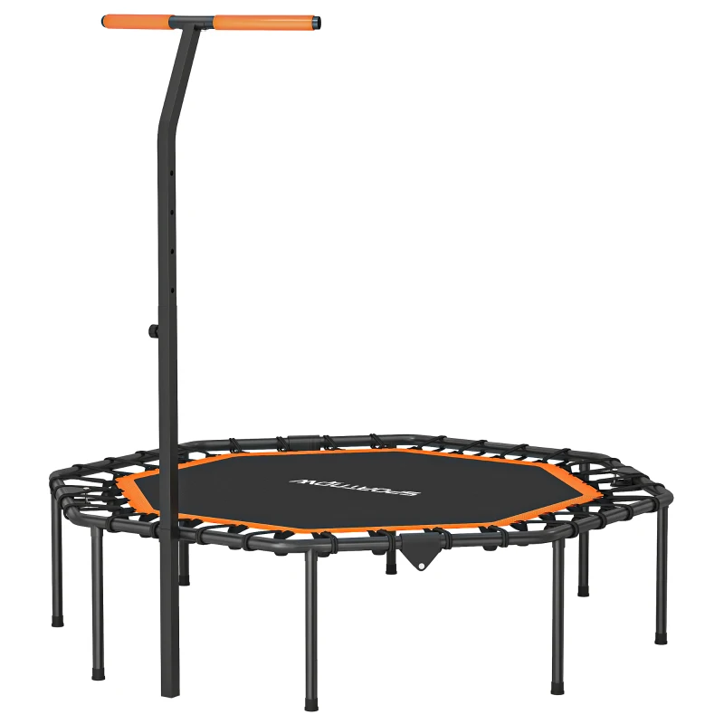 SPORTNOW Trampolina Fitness, Trampolina Treningowa z Regulowanym Uchwytem, Stabilna i Cicha, do Wnętrz, Stal, Pomarańczowy