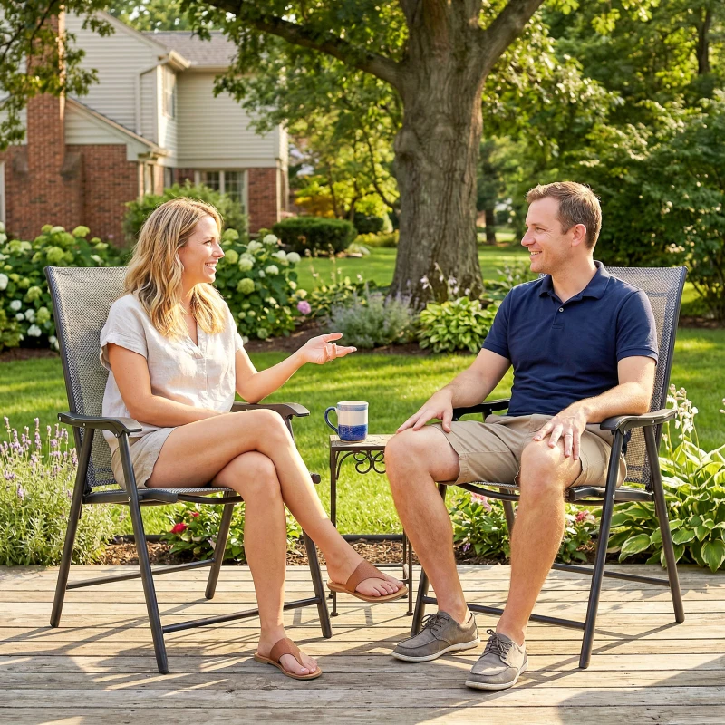 Outsunny Conjunto de 2 Sillas Plegables para Exterior con Reposabrazos  para Jardín Terraza Carga 110 kg 58x64x94 cm Gris